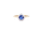 Blue Sapphire Ring With Diamonds 0.7 Carats 14K Yellow Gold