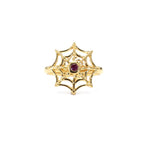 Ruby Spider Web Ring 0.12 Carats Gold Plated Silver