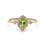 Peridot Ring With Diamonds 0.45 Carats 10K Yellow Gold