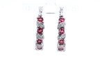 Pink Tourmaline Hoop Earrings With White Topaz 1.24 Carats Sterling Silver