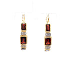 Garnet Earrings With White Topaz 2.72 Carats Gold Plated Silver