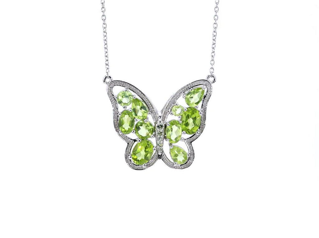 Peridot Butterfly Necklace 4.5 Carats Sterling Silver