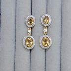 Citrine Earrings With Topazes 5.7 Carats 18K Yellow Gold Plated Sterling Silver