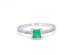 Zambian Emerald Ring With Diamonds 0.64 Carats 14K White Gold