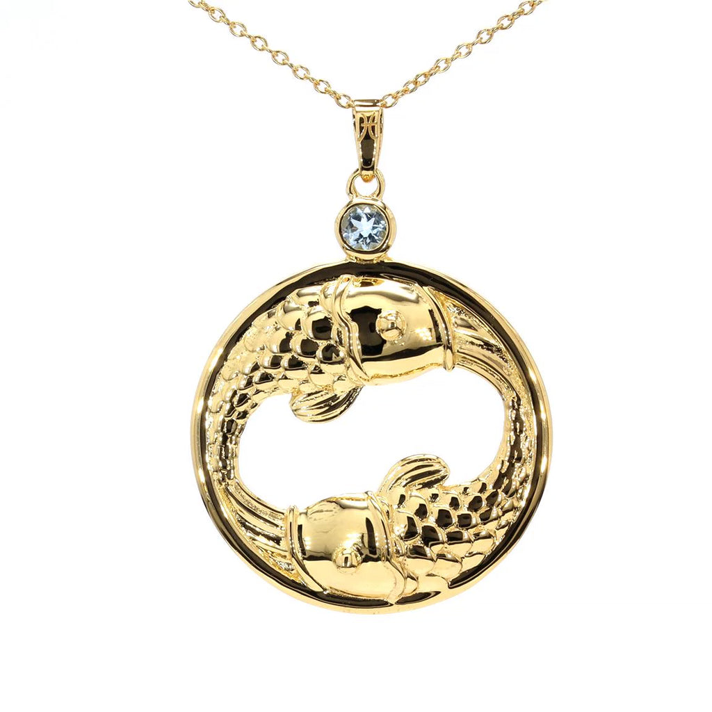 Aquamarine Pendant 0.2 Carats Gold Plated Silver