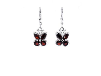 Garnet Butterfly Earrings 2.58 Carats Sterling Silver