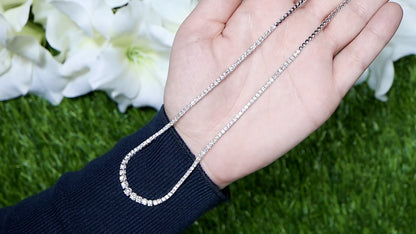 Diamond Tennis Riviere Necklace 4.35 Carats 18K Gold