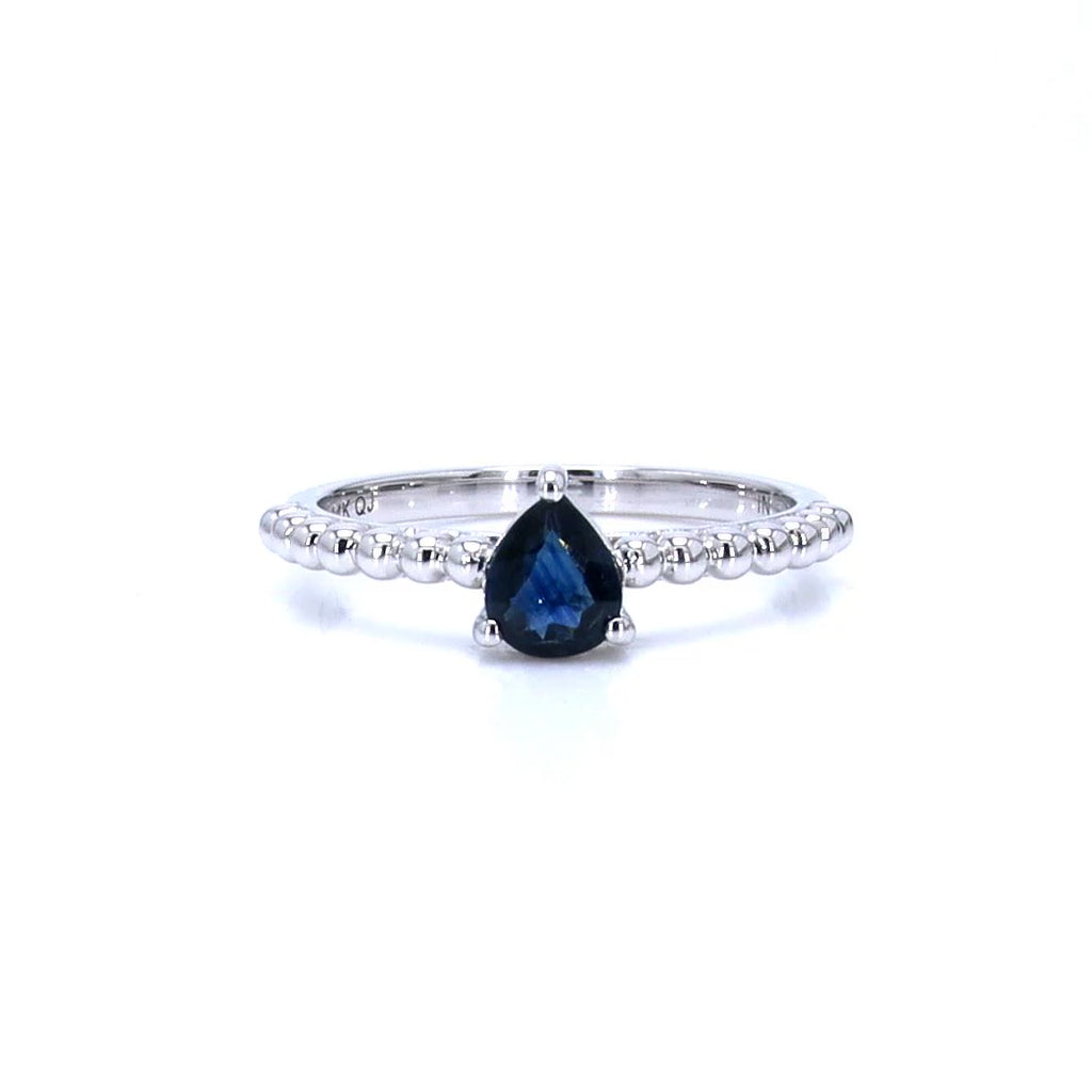 Blue Sapphire Ring 0.48 Carats 14K White Gold