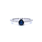 Blue Sapphire Ring 0.48 Carats 14K White Gold