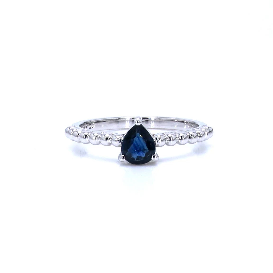 Blue Sapphire Ring 0.48 Carats 14K White Gold