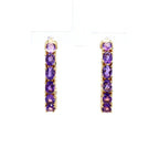 Amethyst Hoop Earrings 3.18 Carats Gold Plated Silver