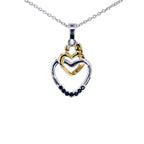Blue Sapphire Heart Pendant 0.12 Carats Gold Plated Silver