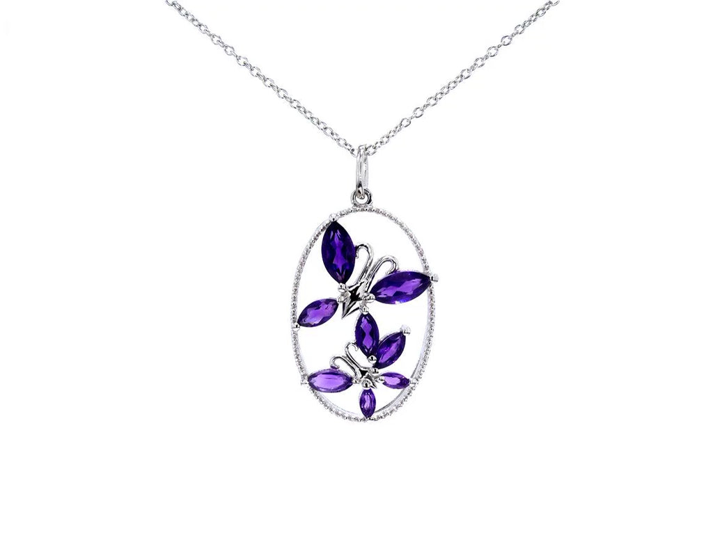 Amethyst Butterfly Pendant 2.06 Carats Sterling Silver