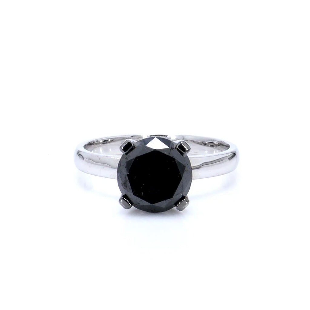 Black Diamond Ring 2.98 Carats 14K White Gold