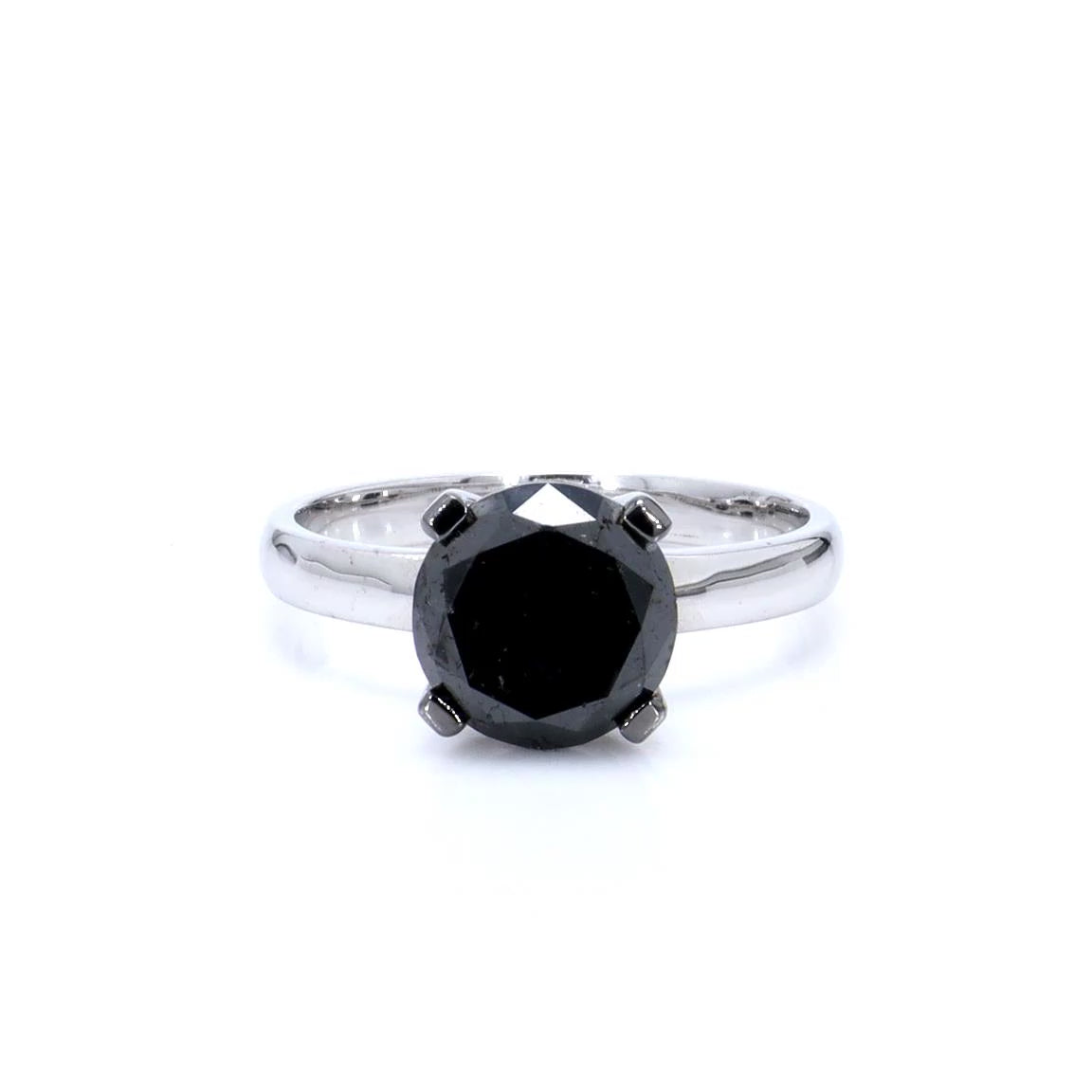 Black Diamond Ring 2.98 Carats 14K White Gold