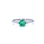 Zambian Emerald Ring With Diamonds 0.68 Carats 14K White Gold