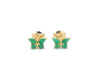 Emerald Butterfly Stud Earrings 0.46 Carats Gold Plated Silver