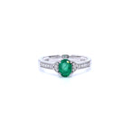 Zambian Emerald Ring With Diamonds 0.79 Carats 10K White Gold