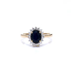 Blue Sapphire Ring With Diamonds 1.7 Carats 14K Yellow Gold