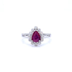 Ruby Ring With Diamonds 1.28 Carats 10K White Gold