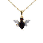 Garnet Bat Pendant With White Topaz 1.55 Carats Gold Plated Silver