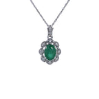 Zambian Emerald Pendant With Diamonds 0.76 Carats 10K White Gold