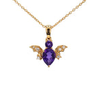 Amethyst Bat Pendant With White Topaz 1.19 Carats Gold Plated Silver
