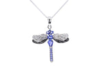 Tanzanite Dragonfly Pendant With White Zircon 1.9 Carats Sterling Silver