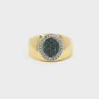 Blue Diamond Ring With White Diamonds 0.40 Carats Gold Plated Silver