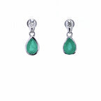 Zambian Emerald Earrings With Diamonds 1.32 Carats 10K White Gold