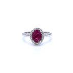 Ruby Ring With Diamonds 1.56 Carats 10K White Gold