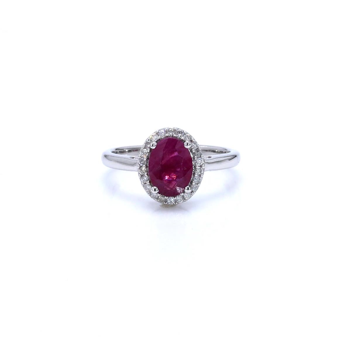 Ruby Ring With Diamonds 1.56 Carats 10K White Gold