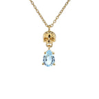 Blue Topaz Skull Pendant 0.84 Carats Gold Plated Silver
