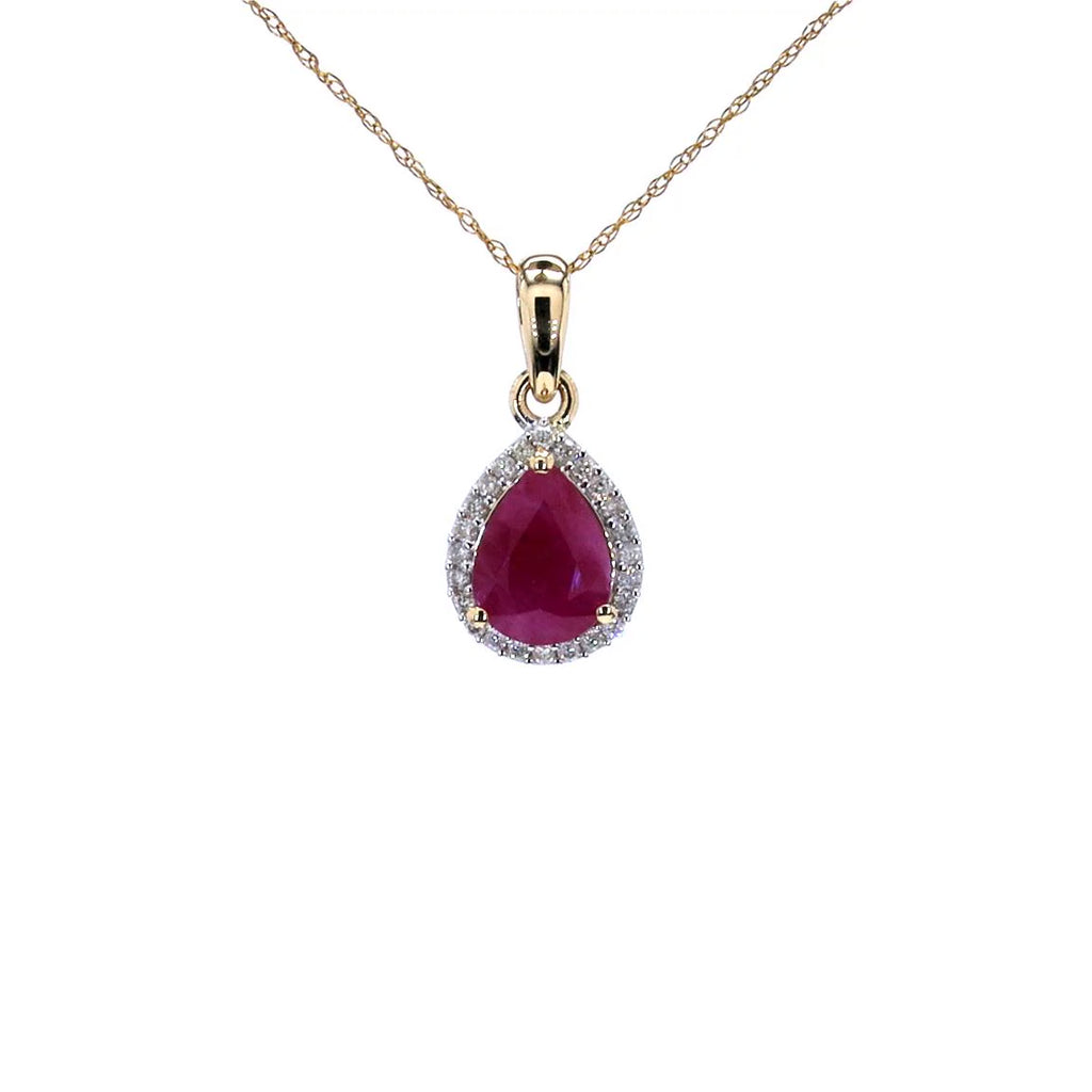 Ruby Pendant With Diamonds 1.52 Carats 10K Yellow Gold
