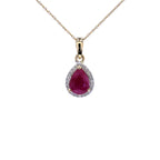 Ruby Pendant With Diamonds 1.52 Carats 10K Yellow Gold