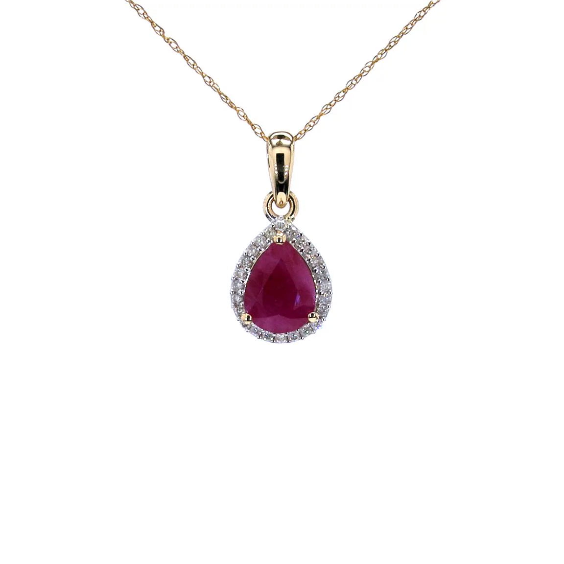 Ruby Pendant With Diamonds 1.52 Carats 10K Yellow Gold