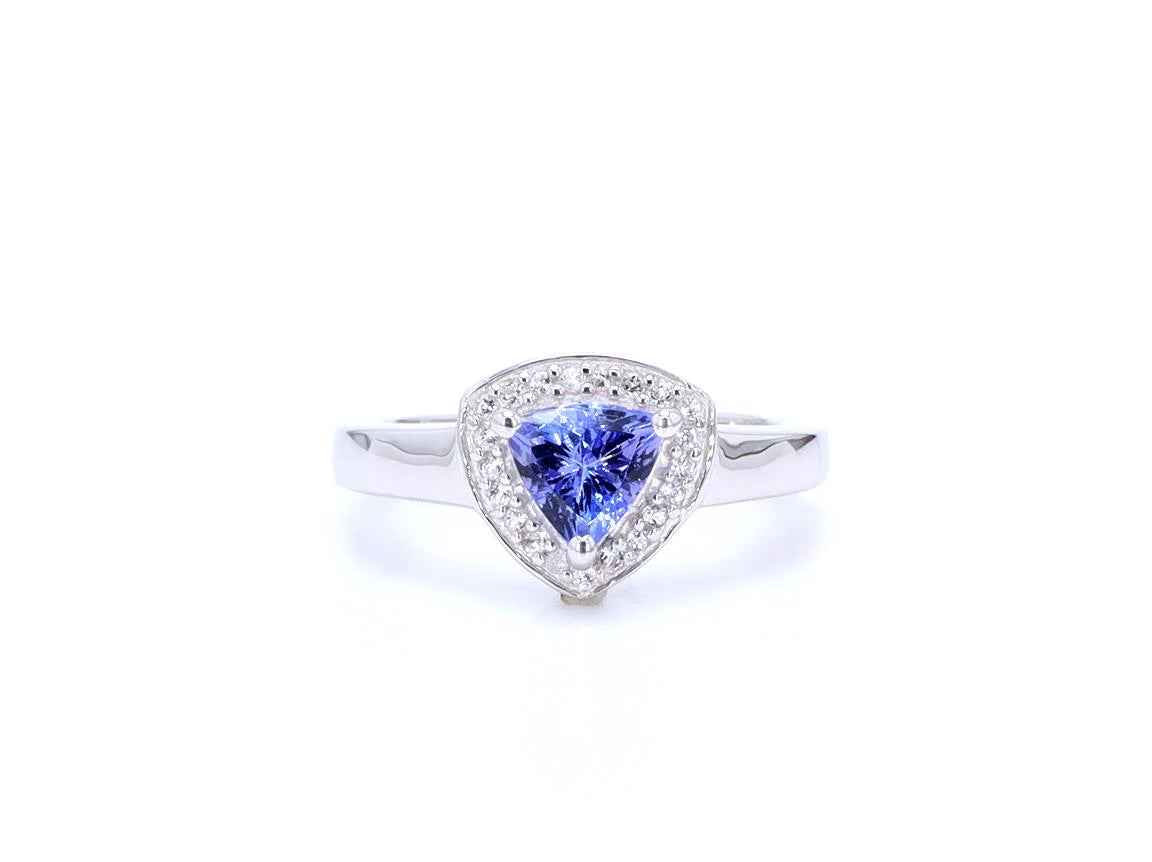 Tanzanite Ring With White Topaz 0.84 Carats Sterling Silver