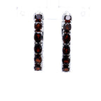 Garnet Hoop Earrings 4 Carats Rhodium Plated Silver