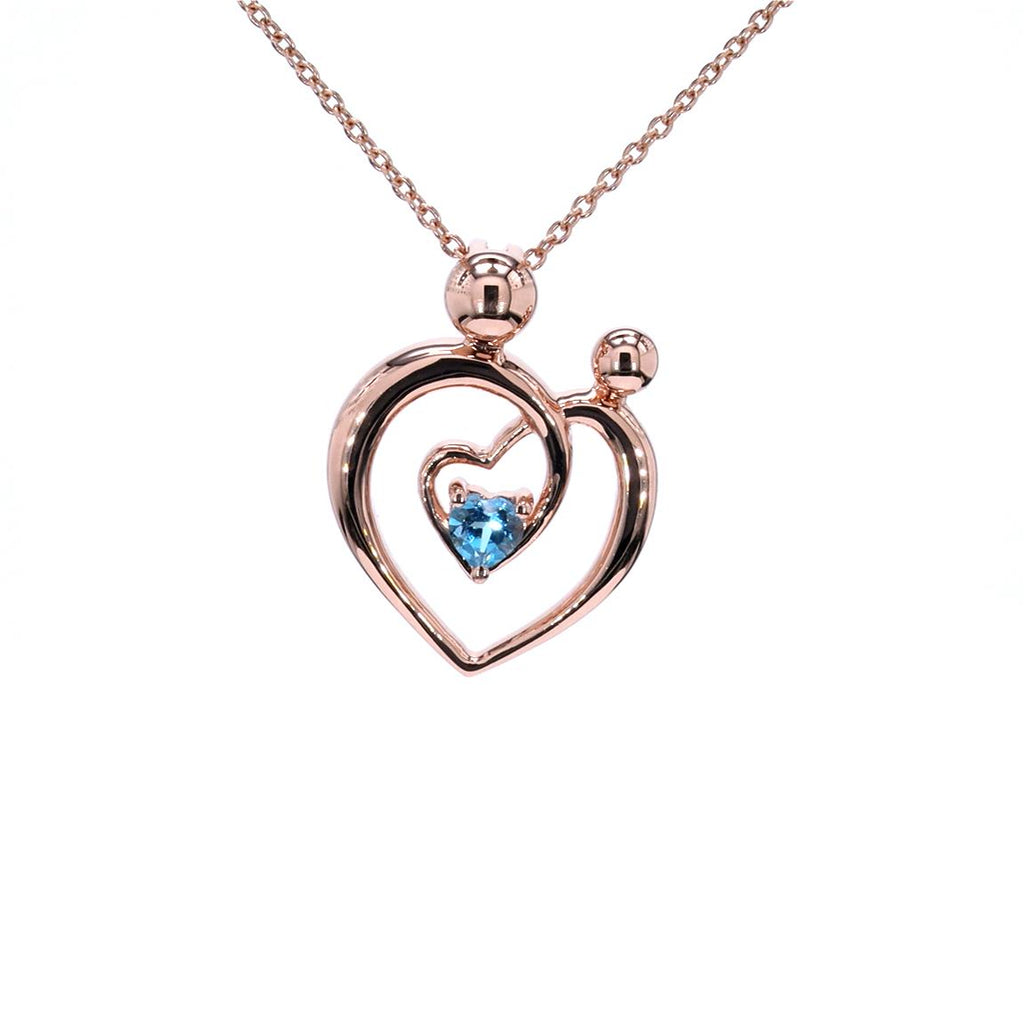Swiss Blue Topaz Mom Pendant 0.26 Carats Gold Plated Silver