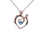 Swiss Blue Topaz Mom Pendant 0.26 Carats Gold Plated Silver
