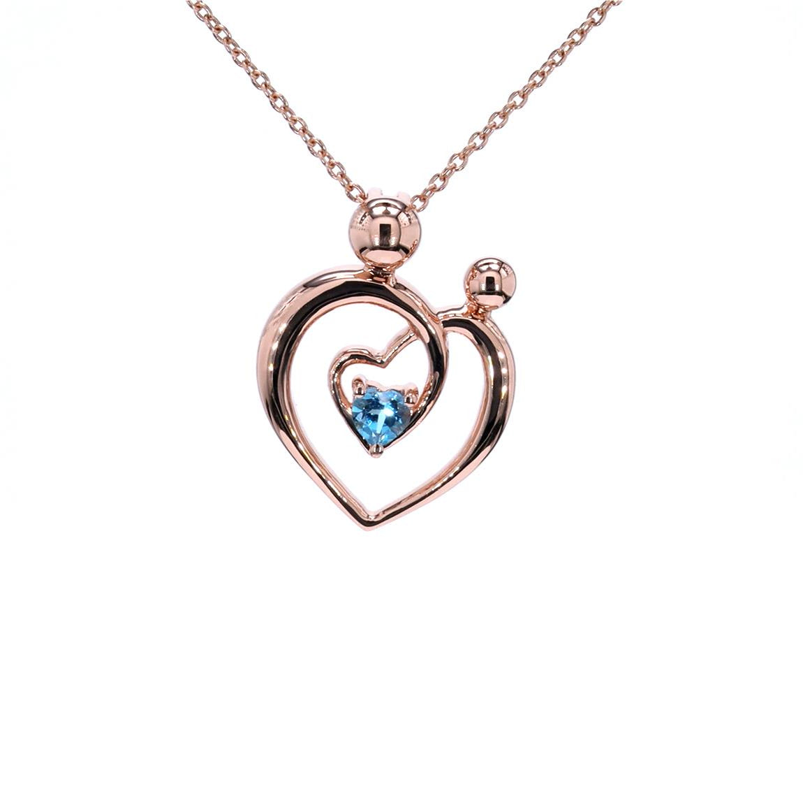 Swiss Blue Topaz Mom Pendant 0.26 Carats Gold Plated Silver