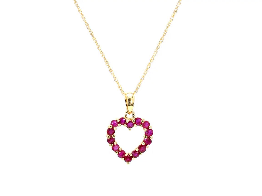 Ruby Heart Pendant 0.42 Carats 10K Yellow Gold
