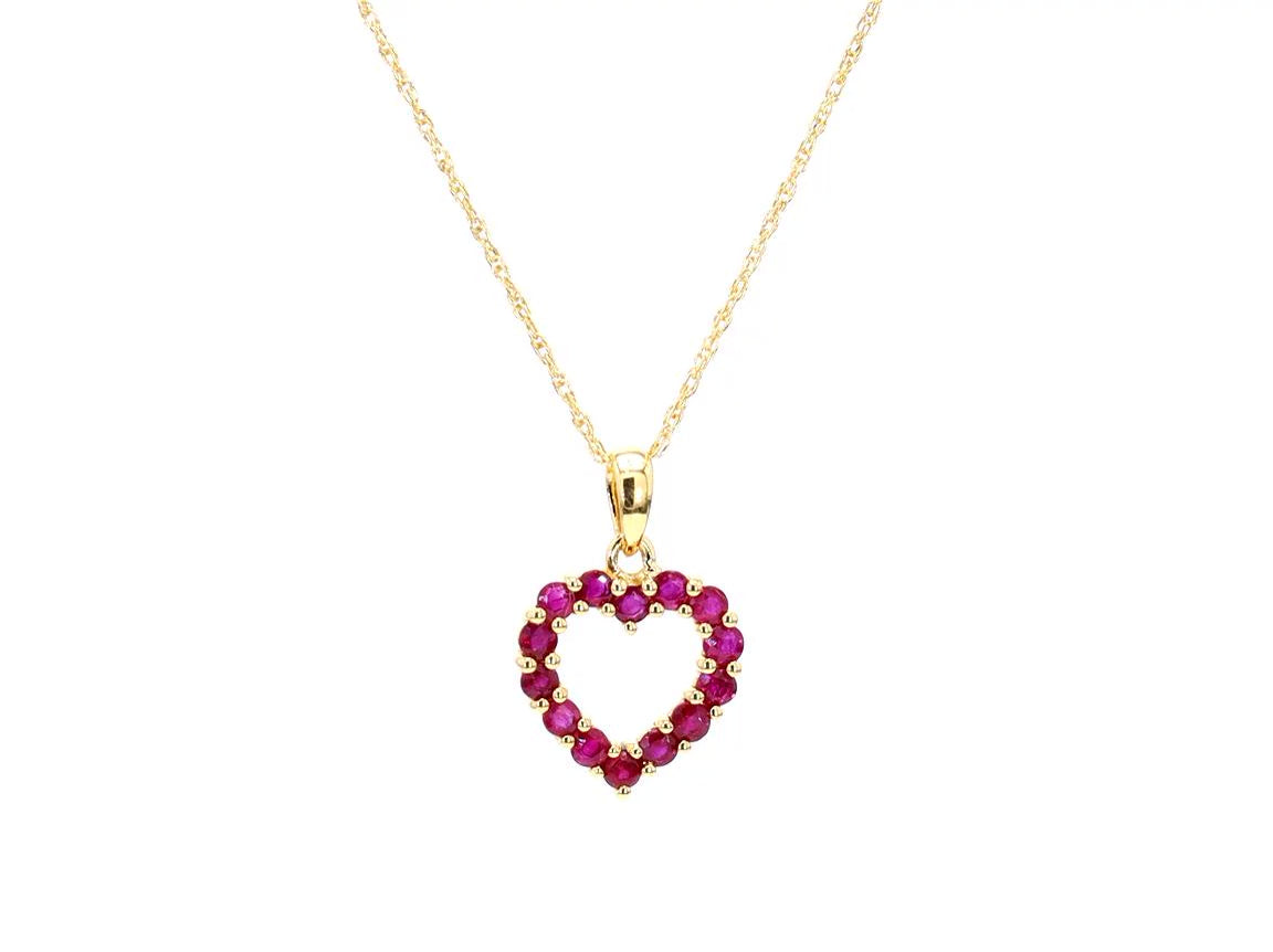 Ruby Heart Pendant 0.42 Carats 10K Yellow Gold