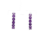 Amethyst Hoop Earrings 1.18 Carats Sterling Silver