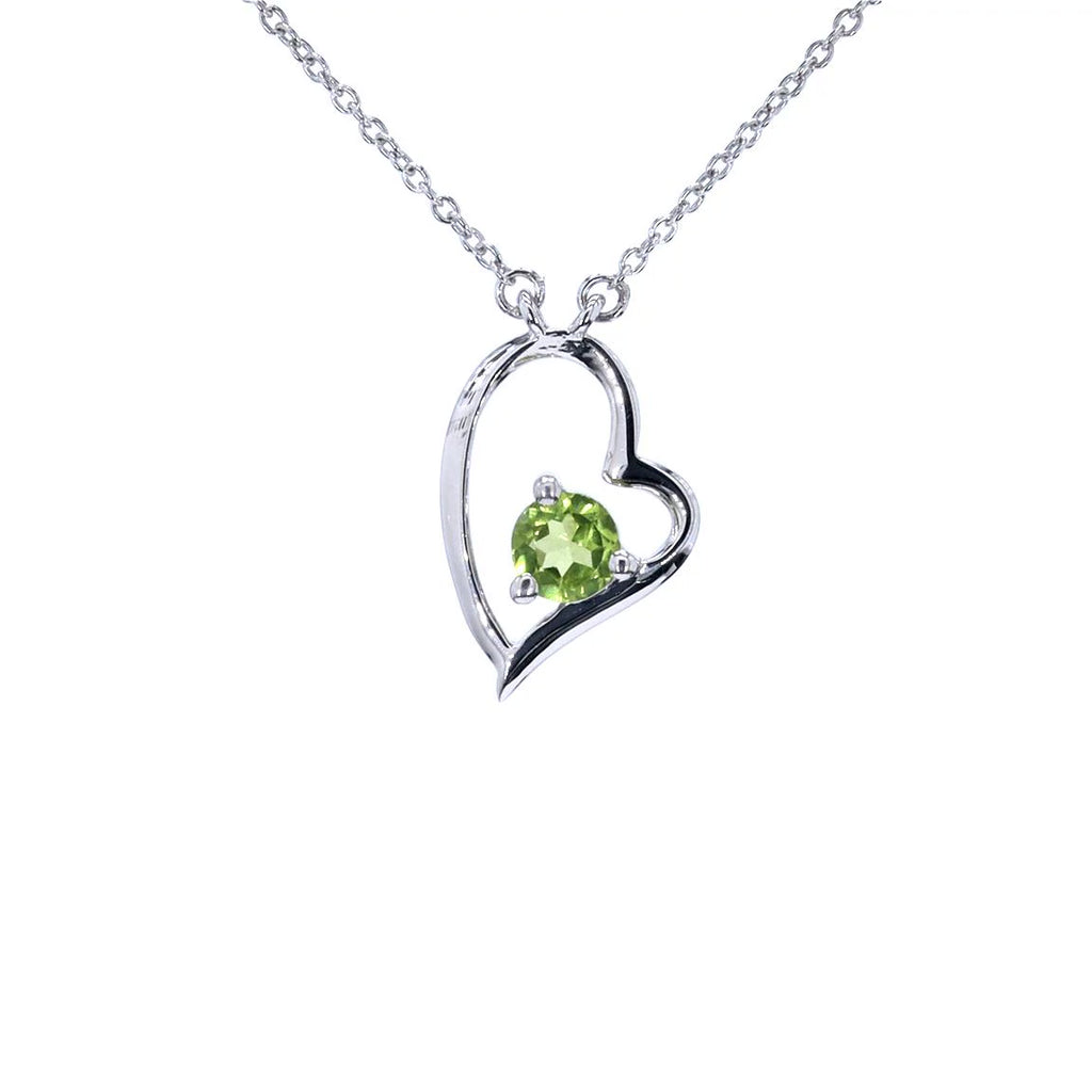Peridot Heart Necklace 0.5 Carats Sterling Silver