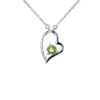 Peridot Heart Necklace 0.5 Carats Sterling Silver