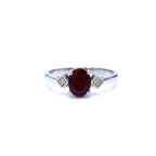 Ruby Ring With Diamonds 1.2 Carats 14K White Gold