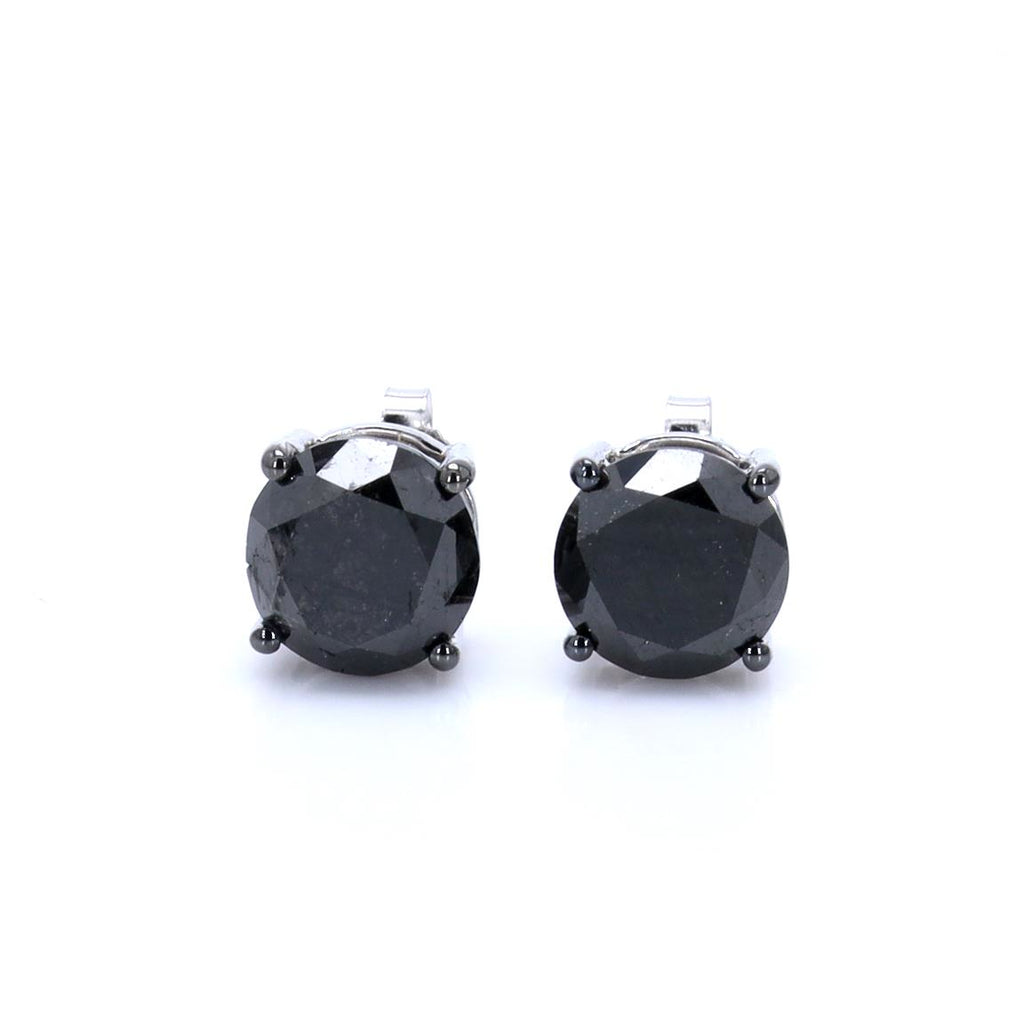 Black Diamond Earrings 5.4 Carats 14K White Gold
