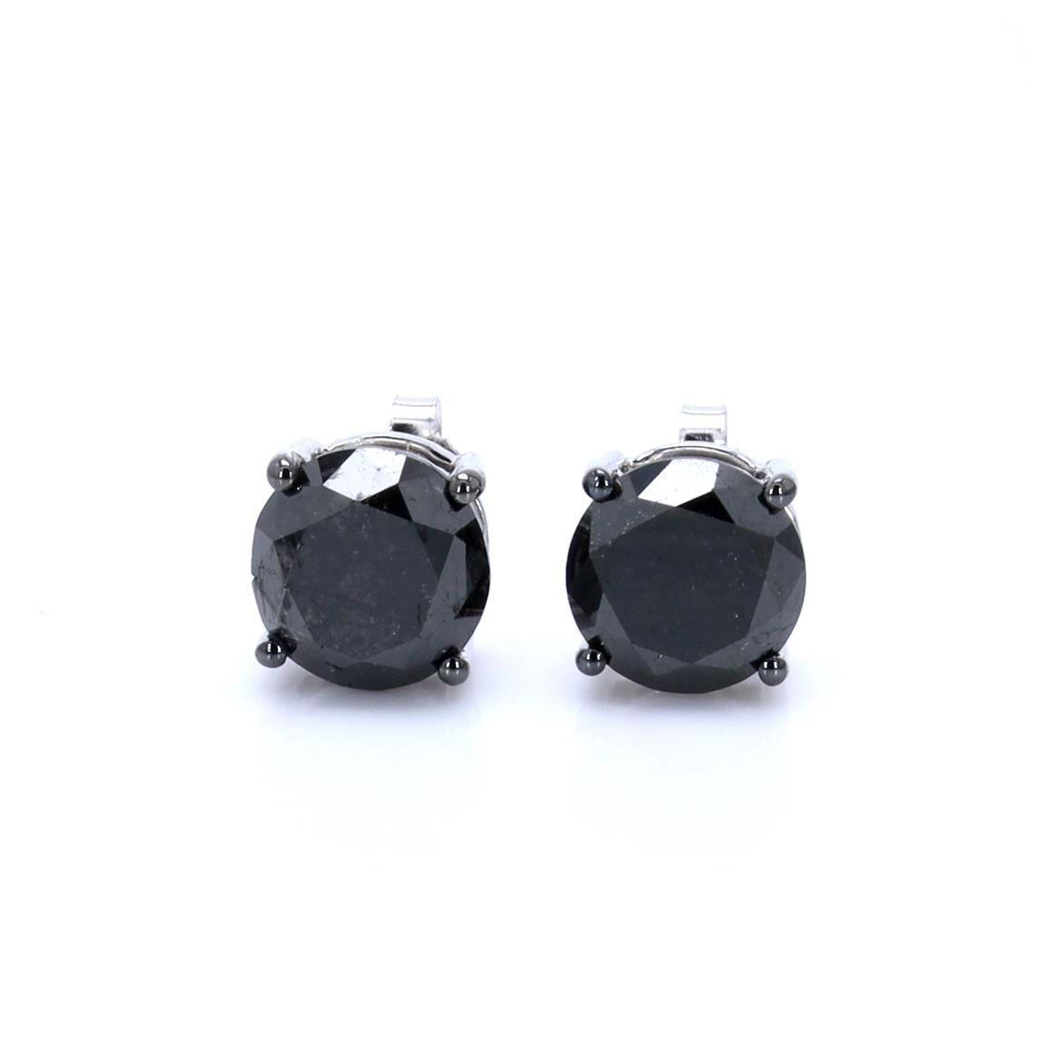 Black Diamond Earrings 5.4 Carats 14K White Gold