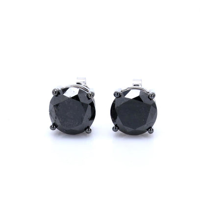 Black Diamond Earrings 5.4 Carats 14K White Gold